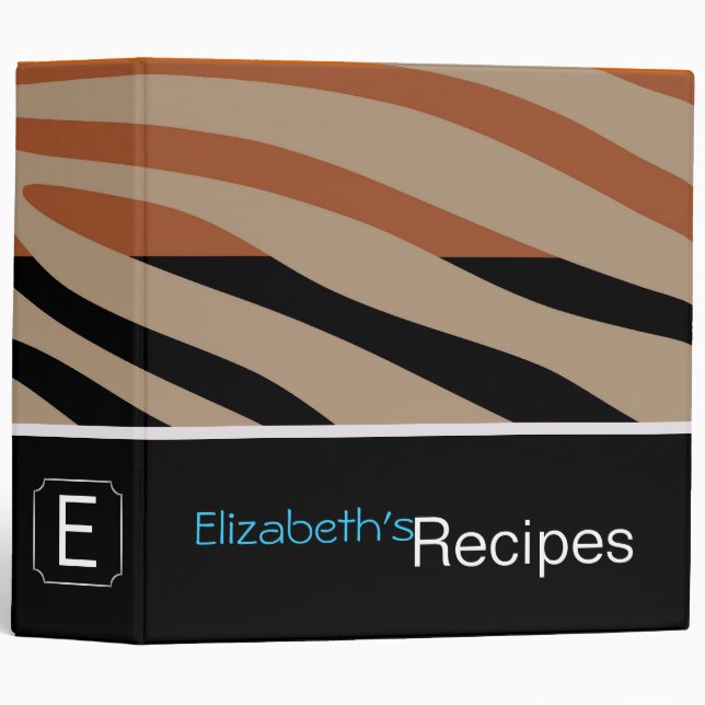 Black and Coral Zebra Print Retro Pattern Binder (Front/Spine)