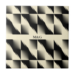 Black and Cream (add initials) Tile