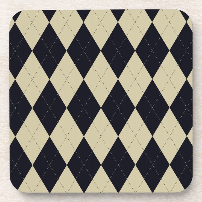 Black and Cream Argyle Coasters (Front)