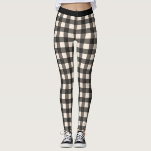 Black and Cream Check Buffalo Plaid Leggings
