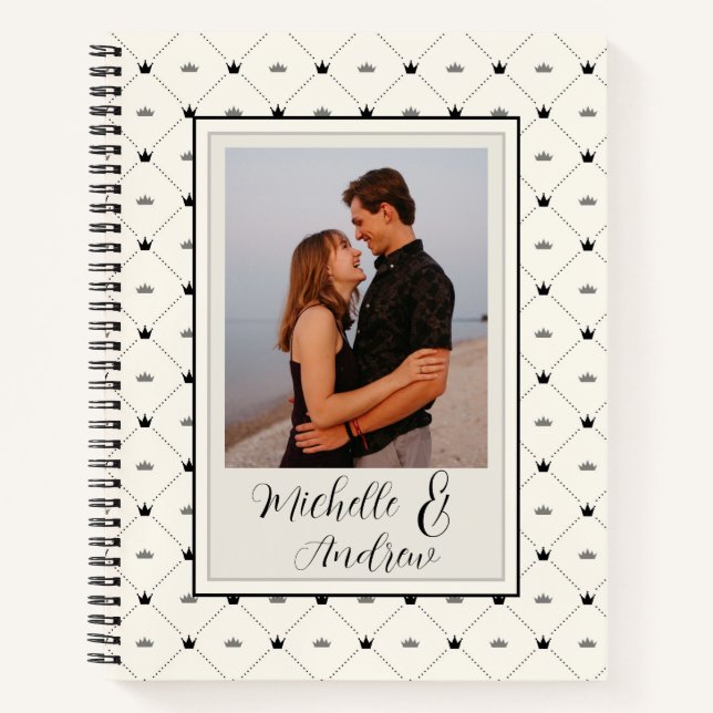 Black and cream crown custom Spiral Notebook (Front)