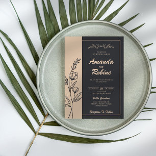 Black and Cream Elegant Modern Wedding Invitation