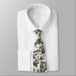 Black and Cream French Toile Neck Tie<br><div class="desc">Stylish groomsmen neck tie done in a black and ivory cream coloured vintage French Toile pattern. Customize to add a large monogram or any text you want.</div>