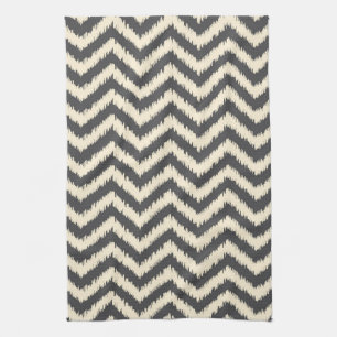Black and Cream Ikat Chevron Kitchen Towel
