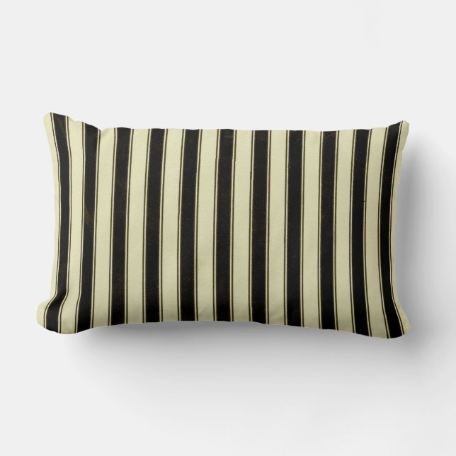 Black and Cream Pinstripe Wedding Elegant  Lumbar Pillow (Front)