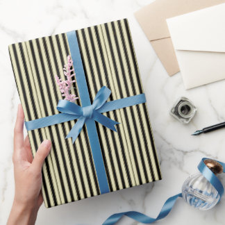 Black and Cream Pinstripe Wedding Elegant   Wrapping Paper