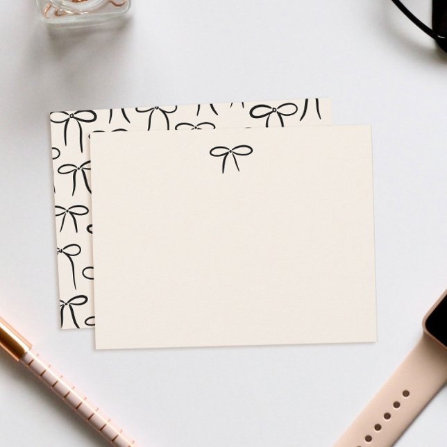 Black and Cream Simple Bow Personal Stationery Card (Creator Uploaded)