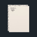 Black and Cream Simple Bows Personal Stationery<br><div class="desc">A sweet and simple black bow (or change the colour to your favourite hue) on the front and a backer pattern of hand-drawn bows give this letterhead a carefree and cheerful air, perfect for a young lady's first set of correspondence or for the sophisticated women with a love of feminine...</div>