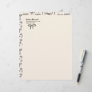 Black and Cream Simple Bows Personal Stationery