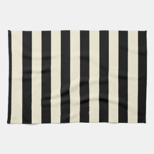 Black and Cream Stripes Kitchen Towel