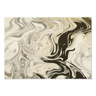 Black and Cream White Abstract Art Print