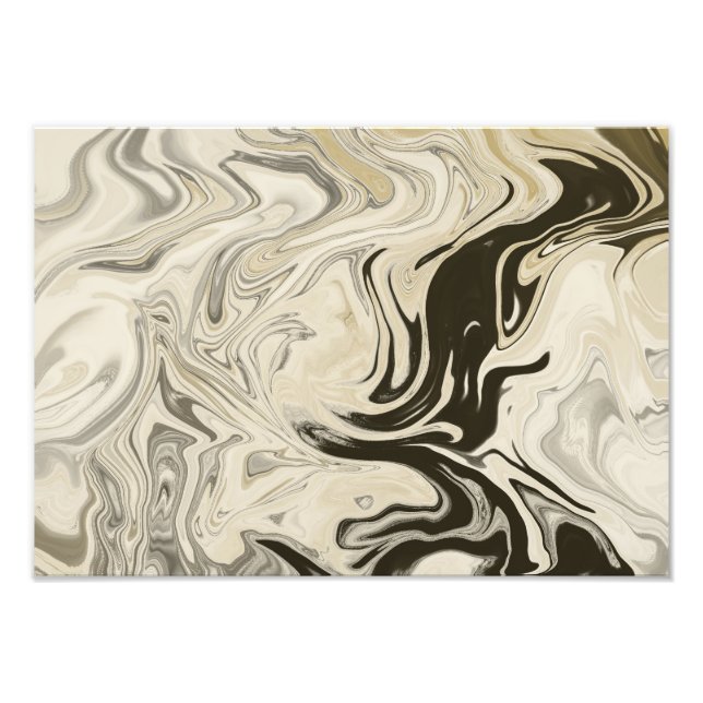 Black and Cream White Abstract Art Print (Front)