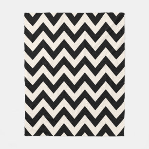 Black And Cream White Chevron, Zigzag Herringbone Fleece Blanket