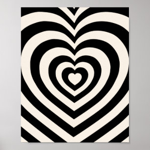 Black And Cream White Hearts Poster