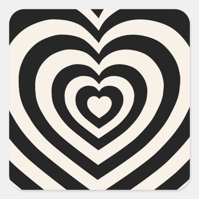Black And Cream White Hearts Square Sticker (Front)