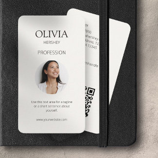 Black and Creamy Ivory Photo Social QR Code Business Card