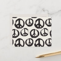 Black and Creme Colour Peace Sign Postcard