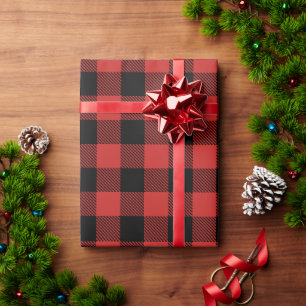 Black and Custom Colour Buffalo Plaid Wrapping Paper
