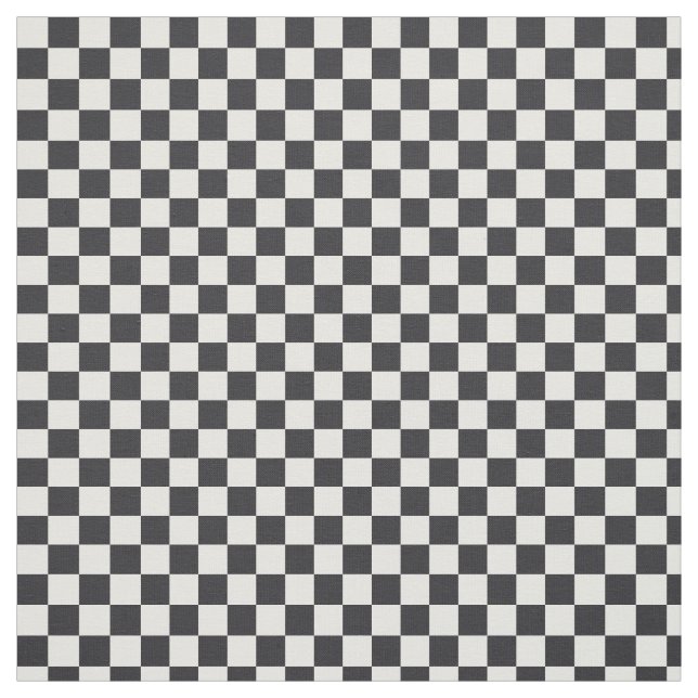 Black and Custom Colour White Chequerboard Pattern Fabric (Swatch)