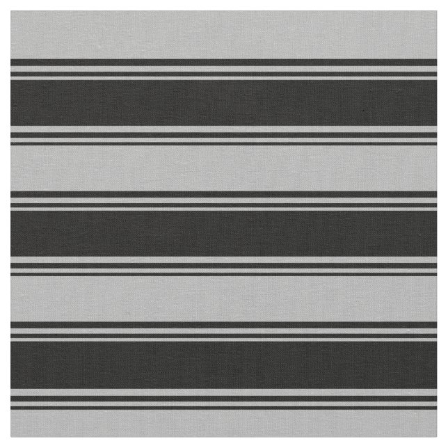 Black and Dark Grey Coloured Stripes Pattern Fabric (Close Up)