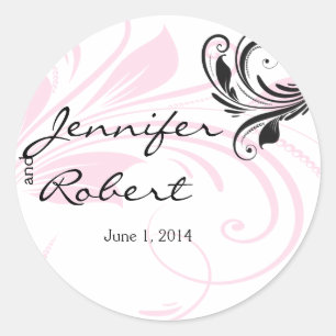 Black and Dark Pink Floral Scroll Envelope Seal