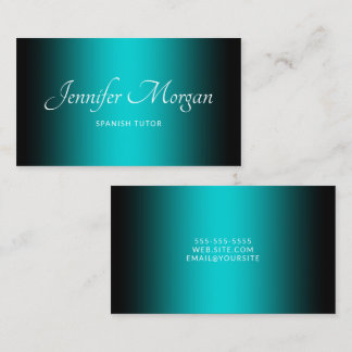 Black and Dark Turquoise Elegant Ombre Business Card