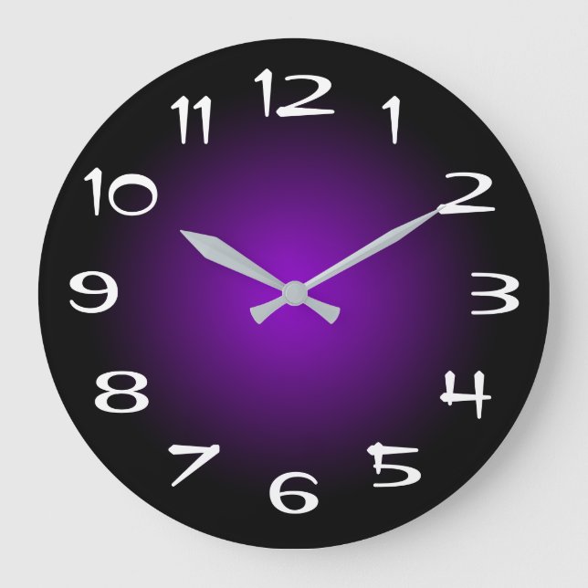 Black and Dark Violet Radial Gradient Large Clock (Front)