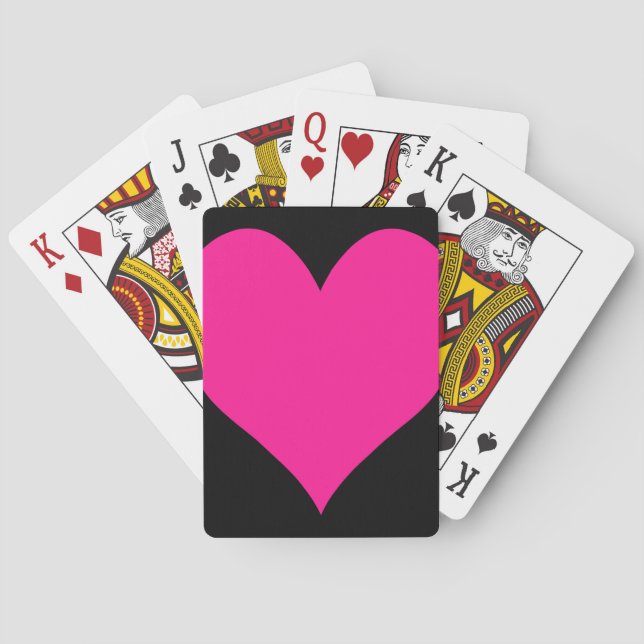 Black and Deep Pink Cute Heart Playing Cards (Back)