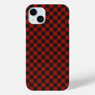 Black and Deep red chequerboard pattern iPhone 15 Mini Case