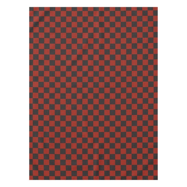 Black and Deep red chequerboard pattern Tablecloth (Front)