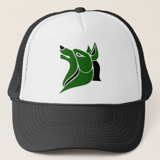 Black and Dk Green Solid Wolf Head Trucker Hat