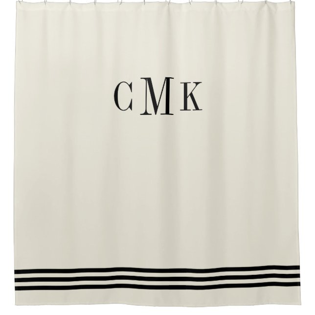 Black and Ecru Sophisticated Stripes and Monogram (Front)