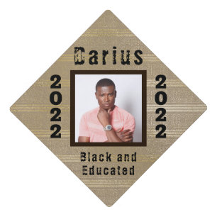 Black and Educated Man 2022 Graduation Photo Name  Cap Topper