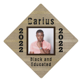 Black and Educated Man 2022 Graduation Photo Name  Cap Topper