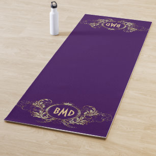 Black And Faux Glitter Girly Floral Frame Yoga Mat
