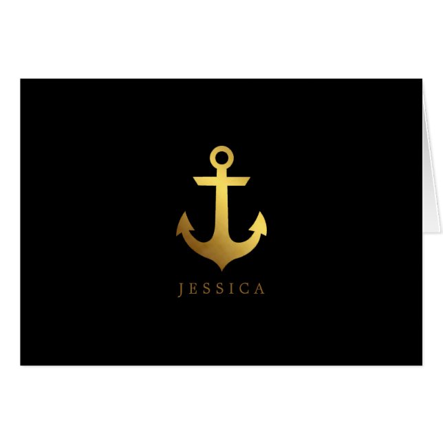 Black and Faux Gold Foil Anchor (Front Horizontal)