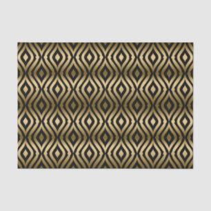 Black And Faux Gold Geometric Quatrefoil Pattern Tissue Paper