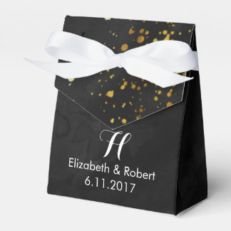 Black and Faux Gold Glitter Favor Box