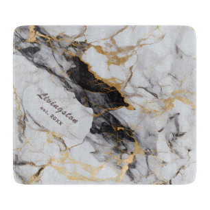 Black and Faux-Gold Marble Established  Cutting Board