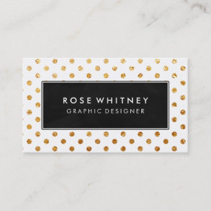 Black and Faux Gold Polka Dots Business Card