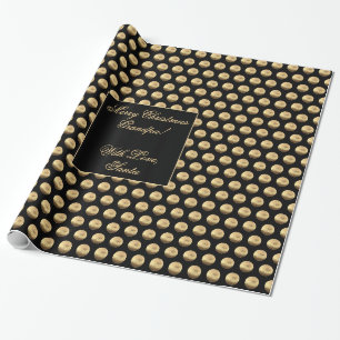 Black and Faux Gold Polka Dots Pattern Elegant Wrapping Paper