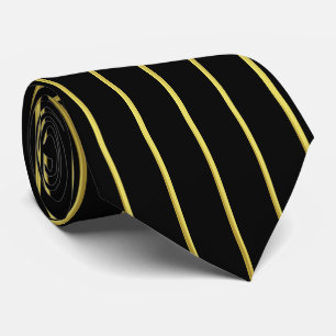 Black and Faux Gold Vertical Striped Pattern Tie