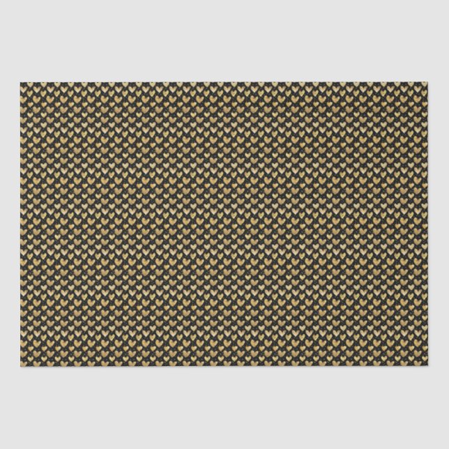 Black And Faux Golden Foil Hearts Mother's Day Tissue Paper (Front)
