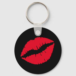 Black and Girly Red Lips Keychain