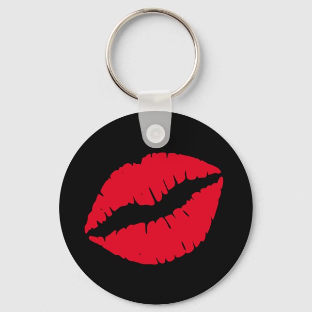 Black and Girly Red Lips Keychain (Front)