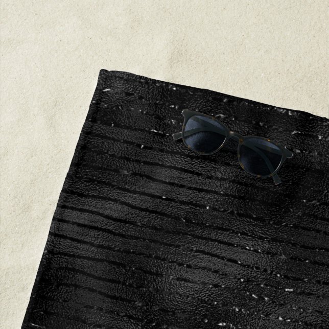 Black and glitter stripes pattern beach towel (In Situ)