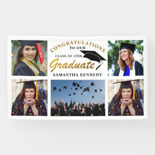 Black And Gold  2023 Graduation 5 Photo Collage Banner