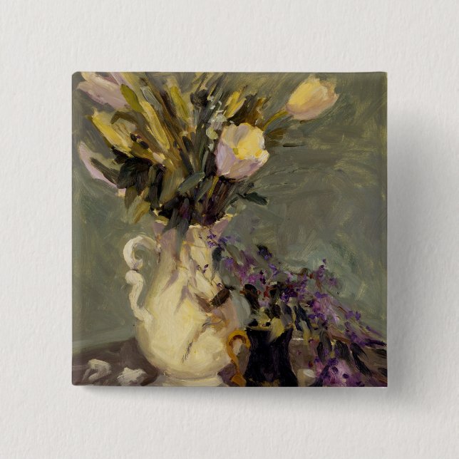 Black and Gold 2 Inch Square Button (Front)