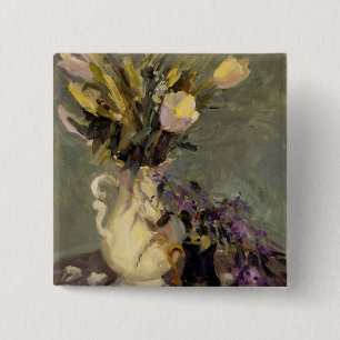 Black and Gold 2 Inch Square Button