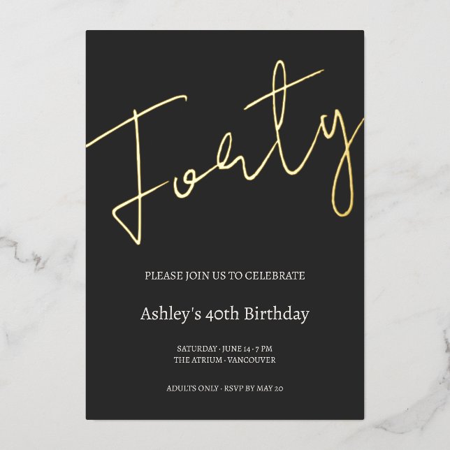 Black and Gold 40th Birthday Celebration (Front)